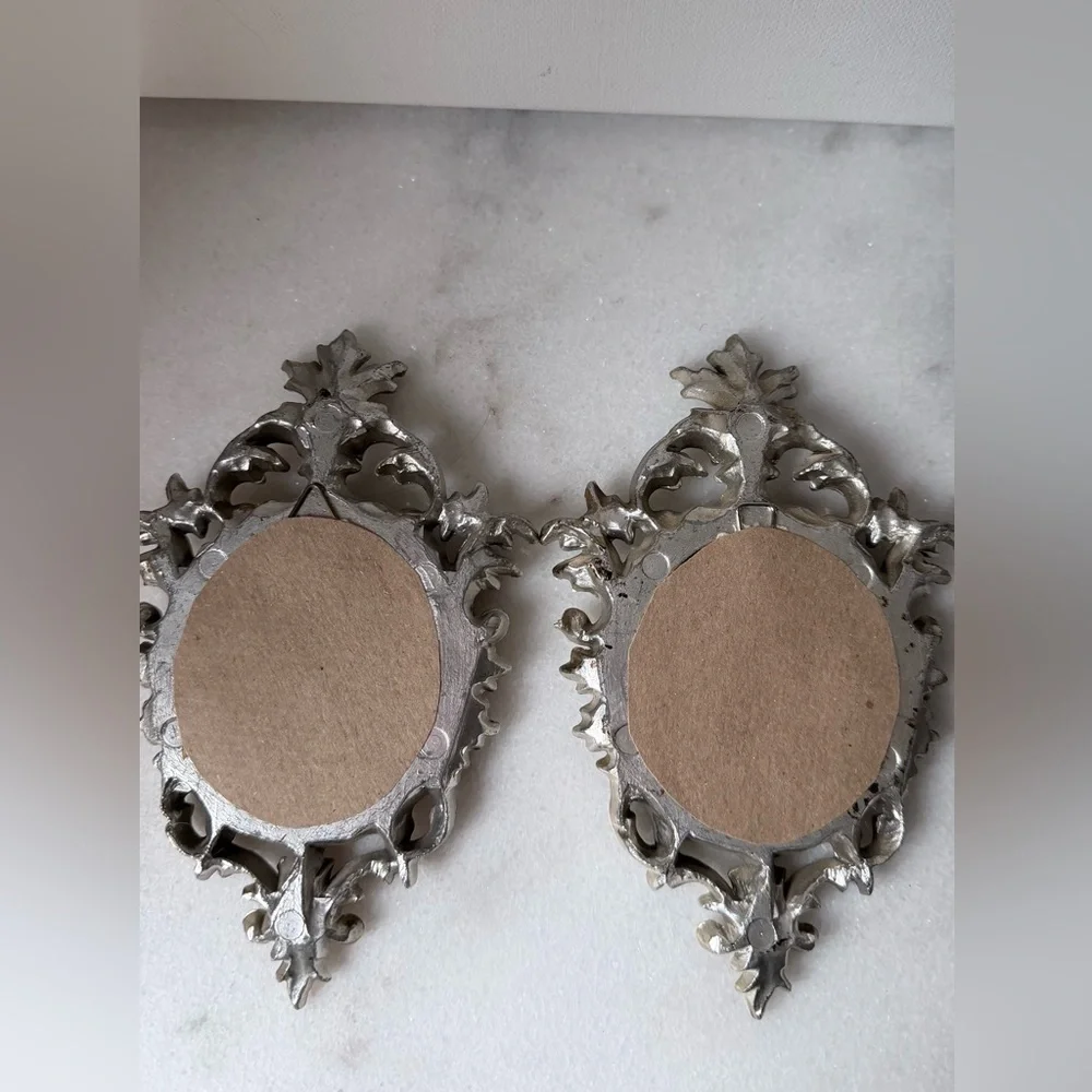 vintage Italian-style gilt gold framed silk prints